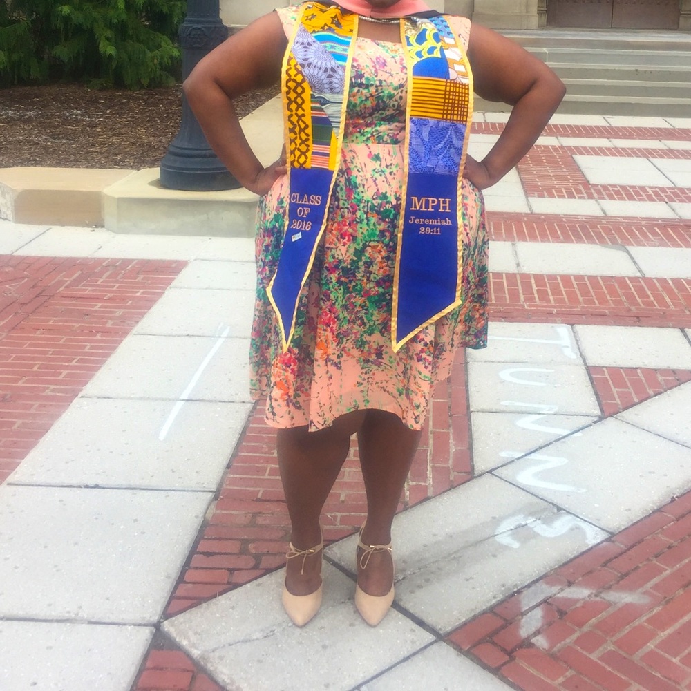 Plus size peach watercolor floral dress